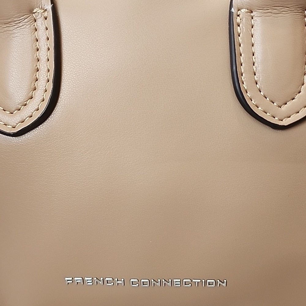 French Connection Taylor Smooth Kiss Lock Closure Doctor's Bag Cafe Au Latte - Picture 7 of 7